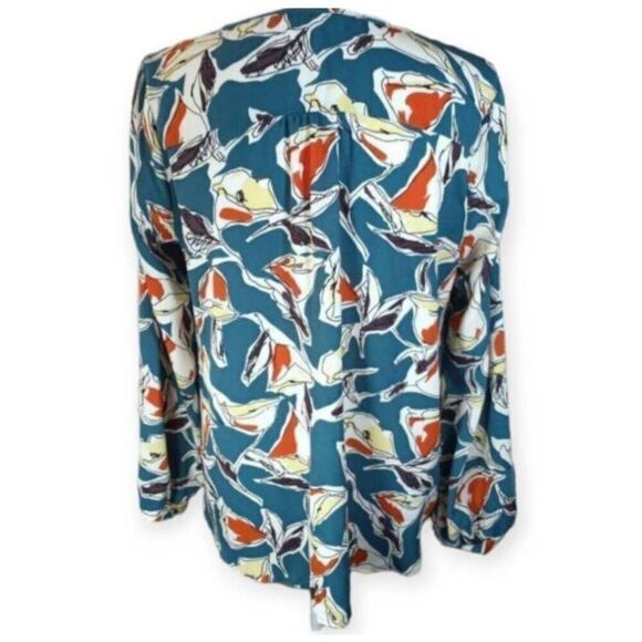 LUSH GREEN, ORANGE, YELLOW, & WHITE BLOUSE SZ.L EUC. - Picture 3 of 6